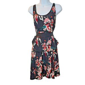 Derek Lam 10 Crosby Athleta Floral Sleeveless Dress Women’s Large Black Red EUC